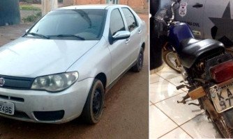 Polícia Militar apreende carro ‘Finan’ e moto com chassis adulterado em Quatro Marcos