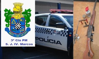 Denuncias de sobrinho leva Polícia Militar de Quatro Marcos apreender espingarda de tio em sitio