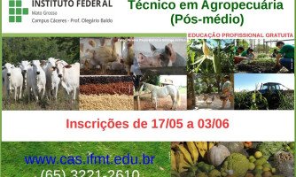 IFMT Cáceres lança edital com vagas para Curso Técnico em Agropecuária