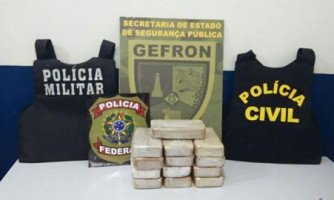 Operação integrada entre Gefron,Polícia Federal, Polícia Civil e 6 Comando Regional da PM de Cáceres resultam na apreensão de 13 tabletes de Droga.