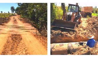 PONTE E MANILHAMENTO: Prefeitura de 4 Marcos realiza obras  na zona rural do município