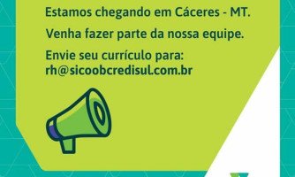 Sicoob Credisul oferece vagas de emprego em Cáceres (MT)