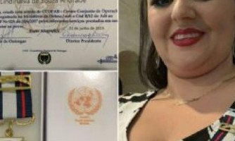 Professora de Araputanga recebe medalha de mérito da ONU por trabalhos feitos pela Educação
