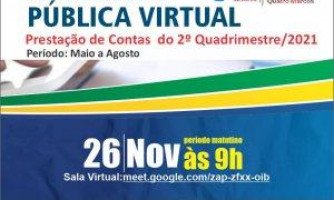 Secretaria de Saúde de São José dos Quatro Marcos convida para participação em audiência pública de prestação de contas do 2º Quadrimestre de 2021