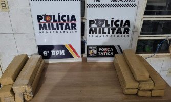 Força Tática apreende treze tabletes de maconha em vans em Cáceres