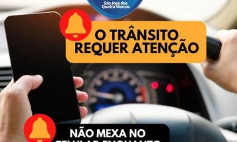 Departamento de Trânsito de Quatro Marcos alerta sobre o uso de celular na direção