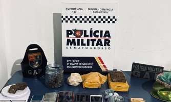 Polícia Militar Desarticula Esquema de Tráfico de Drogas em São José dos Quatro Marcos; Ação do GAP do 17° BPM resulta na apreensão de entorpecentes e prisão de três suspeitos