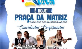 É neste sábado! “Praça Viva” na Praça Bandeirantes em São José dos Quatro Marcos com música, cultura e gastronomia; presença confirmada de Gilson Mark e Julliano, Ítalo Rocha e Márcia Andrade