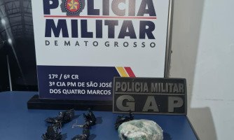 PM APREENDE DROGAS E APREENDE MENORES ENVOLVIDOS EM TRÁFICO EM SÃO JOSÉ DOS QUATRO MARCOS