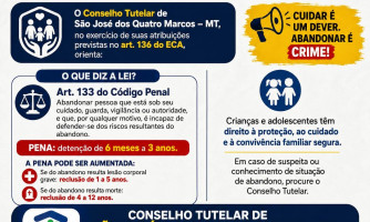 Conselho Tutelar alerta que abandono de incapaz é  crime e pode levar à prisão e pede apoio da população