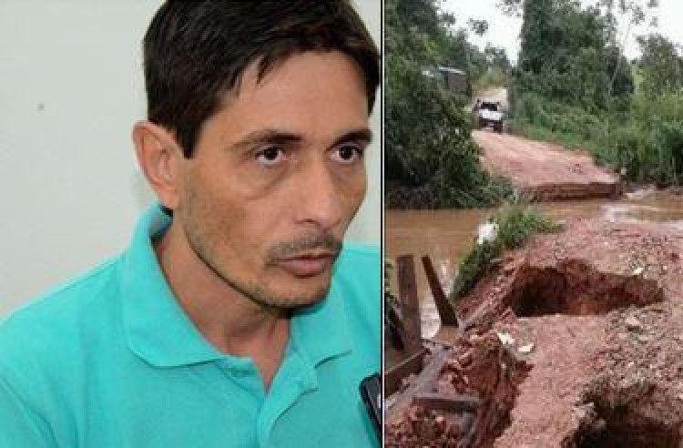 Chuva arrasta ponte em  Araputanga e  prefeito decreta situação de emergência