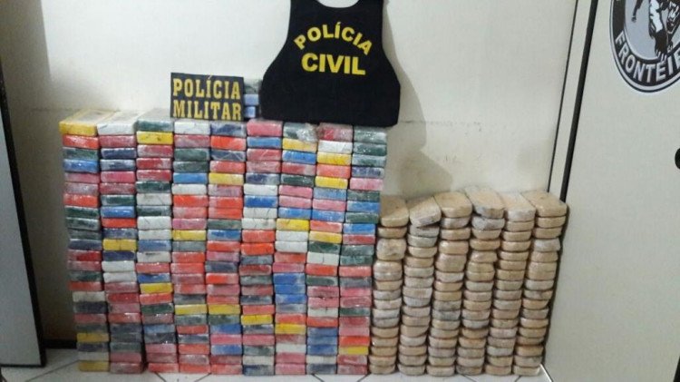 Polícias Civil e Militar apreendem 334 quilos de cocaína e pasta base na fronteira