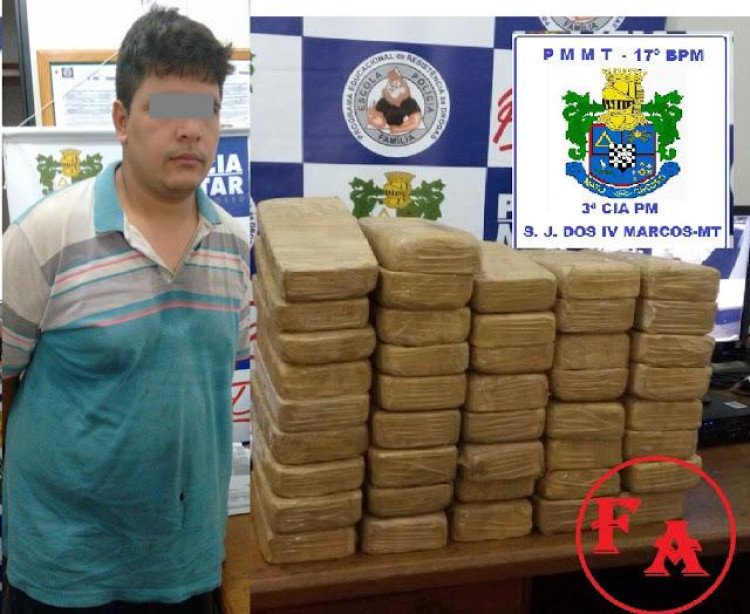PM de Quatro Marcos apreende 42 tabletes de pasta base em caminhão de mudança