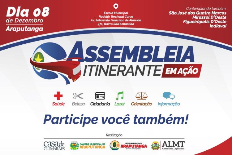 Araputanga sedia 12ª Assembleia Itinerante no próximo dia 8