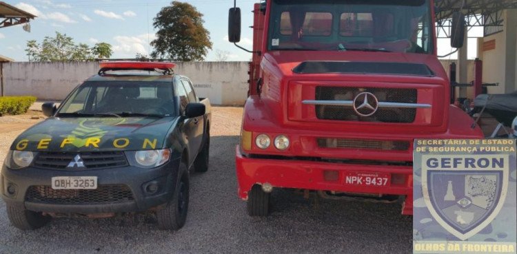 PORTO ESPERIDIÃO: Caminhão furtado em Lucas do Rio Verde é recuperado pelo Gefron