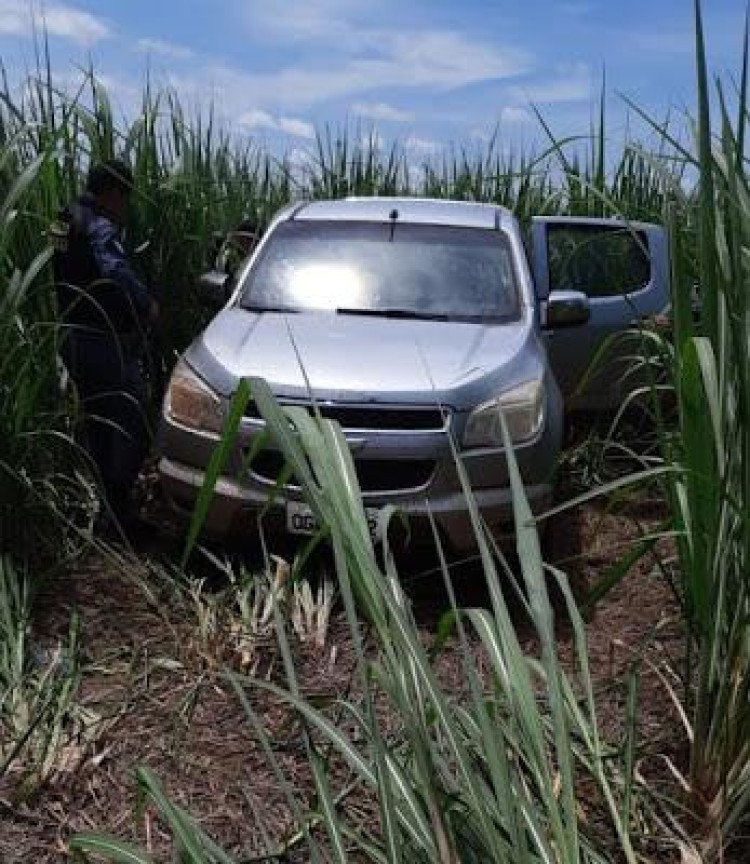 Policia fecha o cerco em canavial e recuperam caminhonete roubada