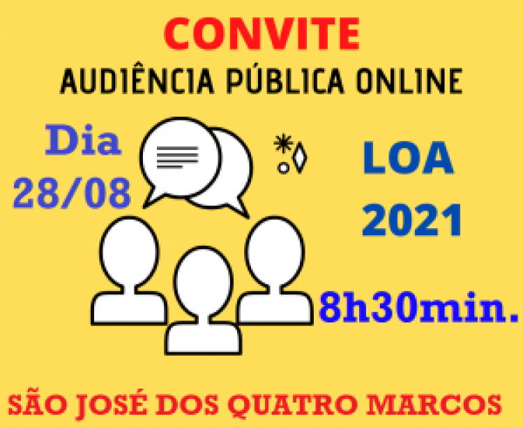 Prefeitura de Quatro Marcos  realizará Audiência Pública virtual sobre elaboração da Lei Orçamentária Anual para 2021