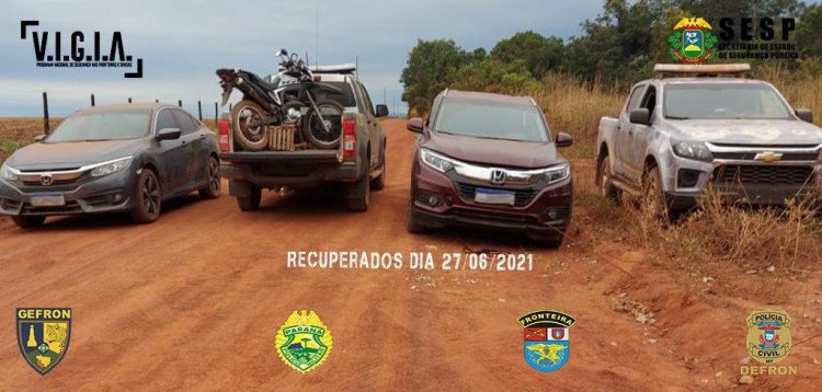 Gefron prende três suspeitos e recupera veículos na fronteira