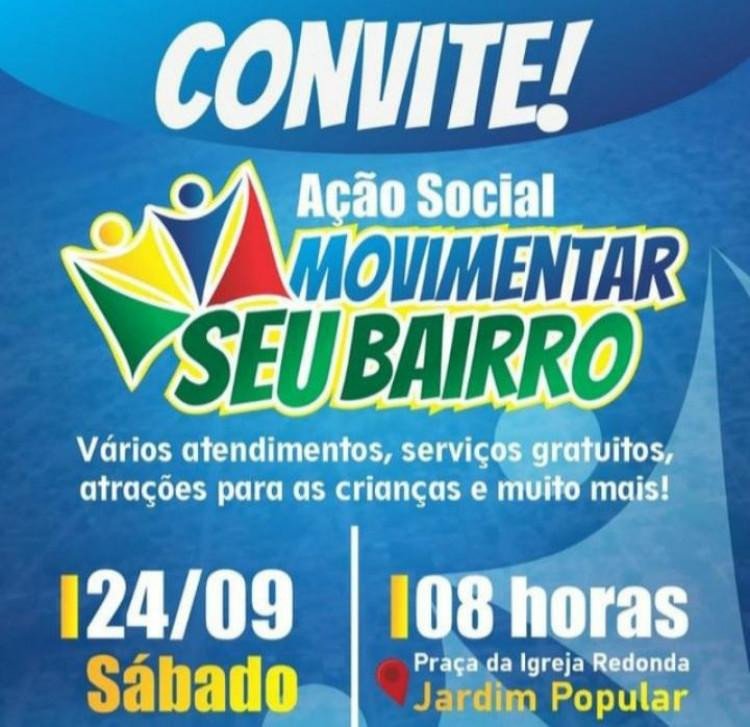 'Movimentar seu Bairro' acontece neste sábado no bairro Jardim Popular em São José dos Quatro Marcos