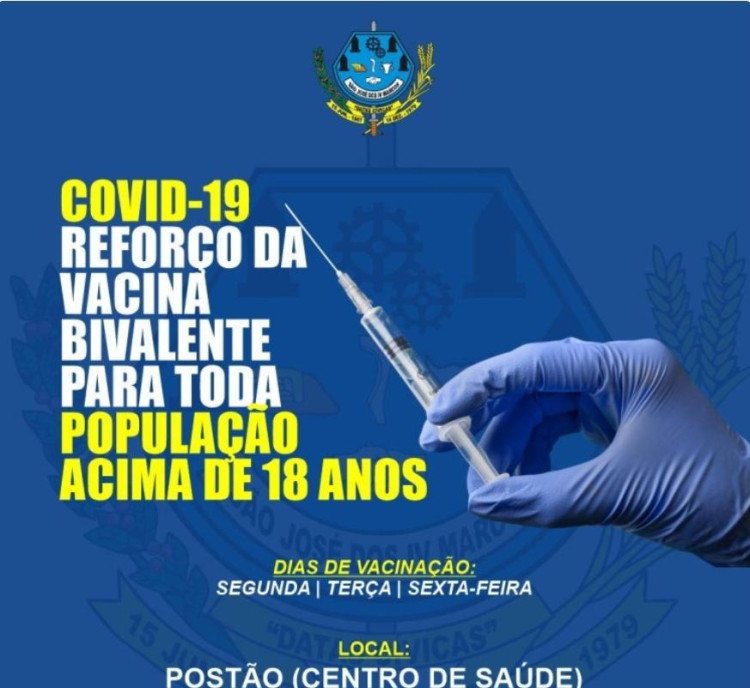Em São José  dos Quatro Marcos, Vacina Bivalente de Covid-19 está liberada para pessoas de 18 anos ou mais