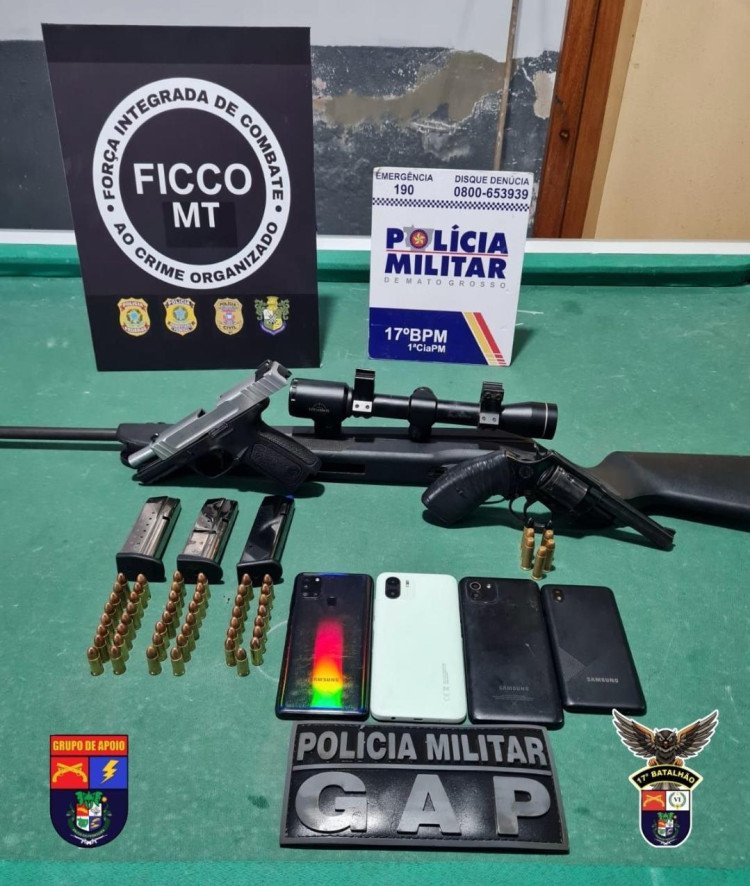 Em Mirassol d’Oeste, Polícia Militar apreende quatro menores com armamento ilegal