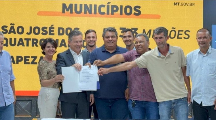 Prefeito de São José dos Quatro Marcos firma parceria de R$ 3,3 milhões com Governo do Estado para pavimentação asfáltica