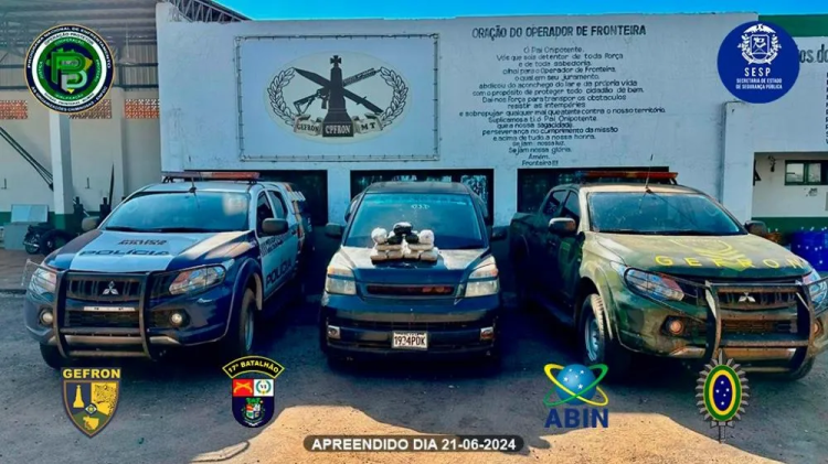 Em Porto Esperidião, Gefron e PM apreendem 10 quilos de skunk em táxi e prendem três pessoas