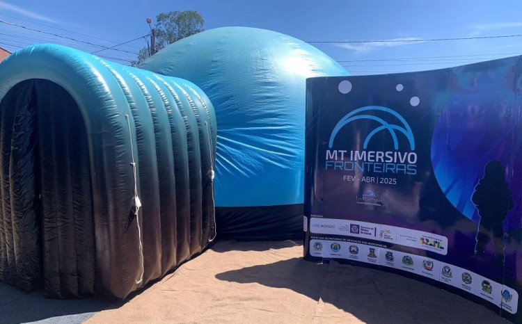 Em escolas de São José dos Quatro Marcos, Mirassol D'Oeste, Porto Esperidião e mais 4 da Região Oeste de MT, Projeto leva cinema em formato de planetário itinerante sobre Ciências