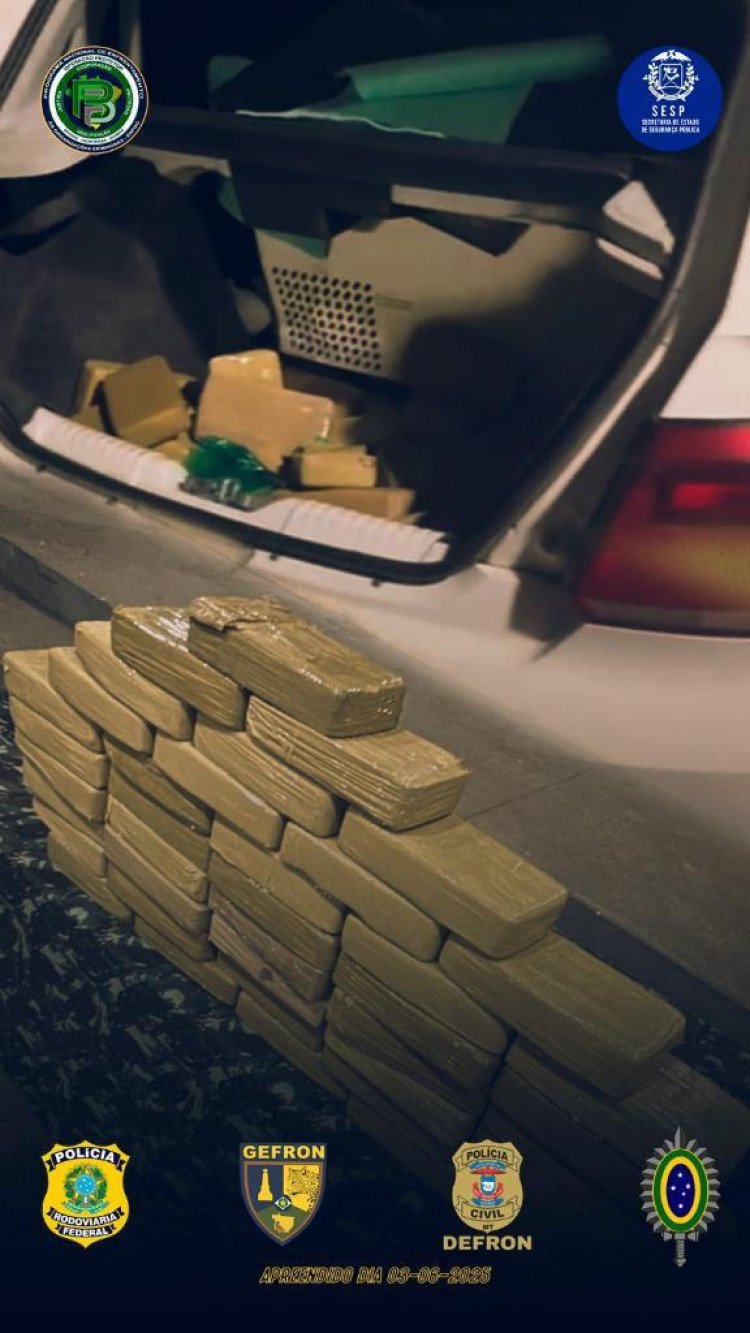 Polícia apreende 40 quilos de pasta base de cocaína e prende casal em operação na BR-070