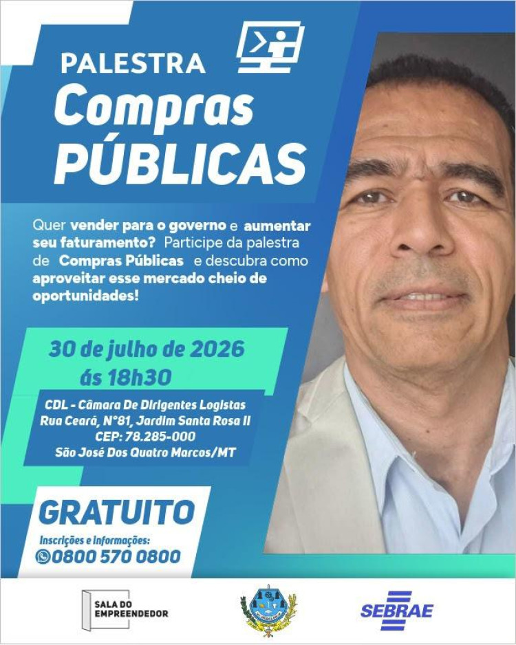 Empreendedores terão palestra gratuita sobre como vender para órgãos públicos